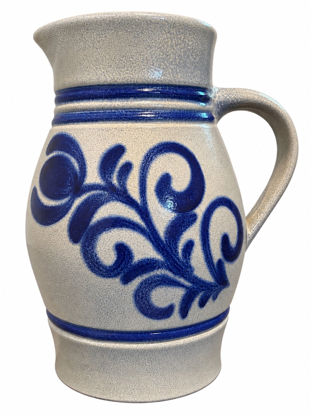 Vintage German Westerwald Stoneware Pitcher Cobalt Blue 2.5L